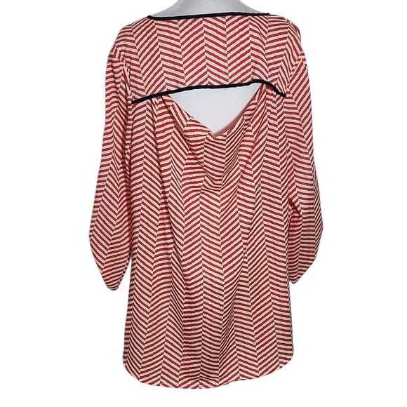 Gibson Latimer Pink Chevron Blouse Size Large Rose and Cream Chevron Print Top - Picture 2 of 11
